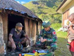 Satgas Pamtas Mobile RI–PNG Yonif 136/Tuah Sakti Pos Tinggi Nambut Laksanakan Anjangsana Kepada Masyarakat Kampung Tinggi Nambut, Distrik Tinggi Nambut