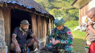 Satgas Pamtas Mobile RI–PNG Yonif 136/Tuah Sakti Pos Tinggi Nambut Laksanakan Anjangsana Kepada Masyarakat Kampung Tinggi Nambut, Distrik Tinggi Nambut